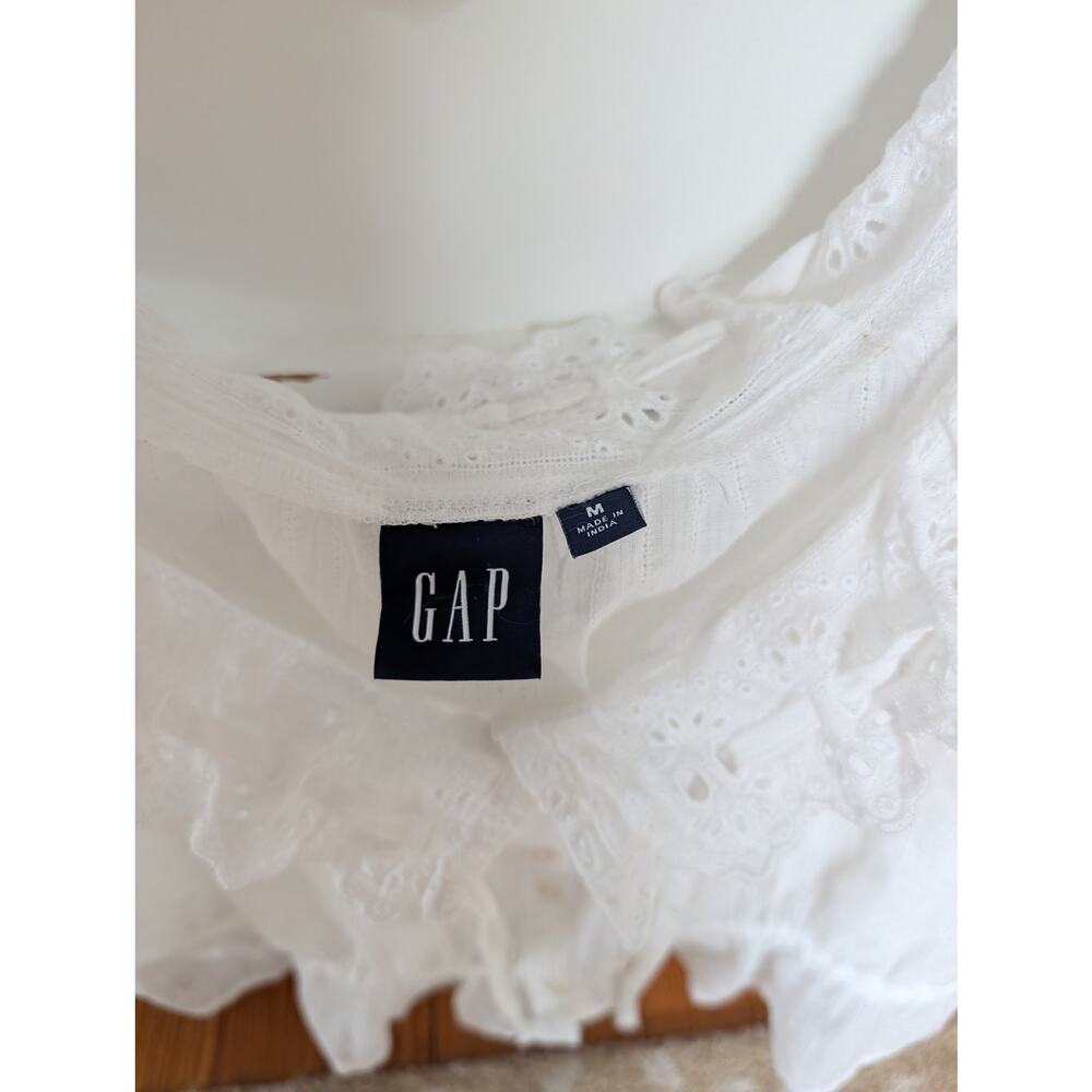 GAP Eyelet Tie-Front Crop Peplum Top | Sz Medium | White - Picture 5 of 6